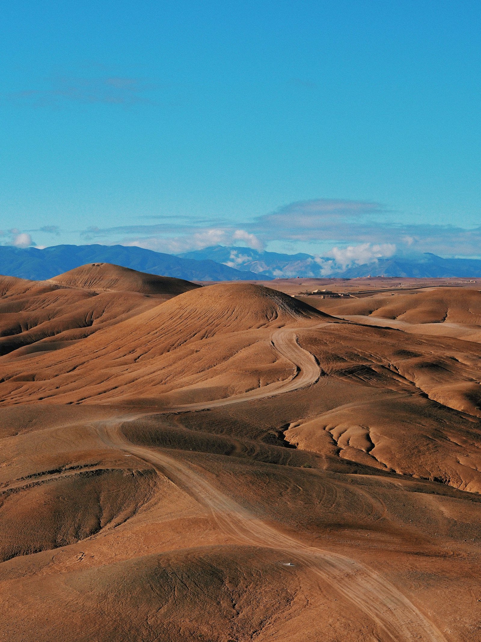 Agafay stone desert with the Atlas Mountains on the horizon