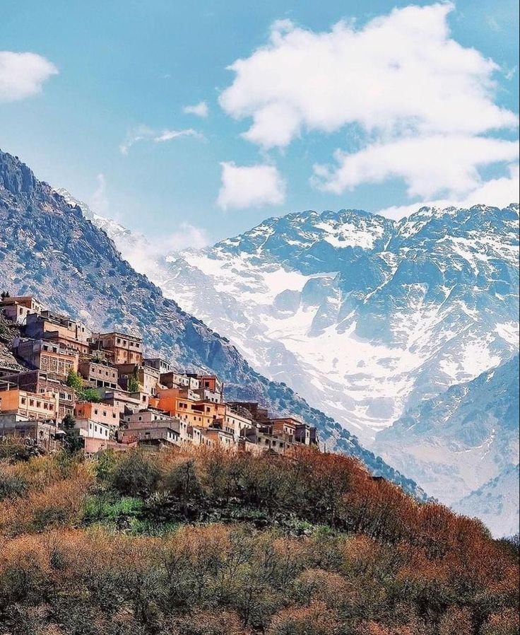 High Atlas mountain ridges above Oukaimeden, Morocco